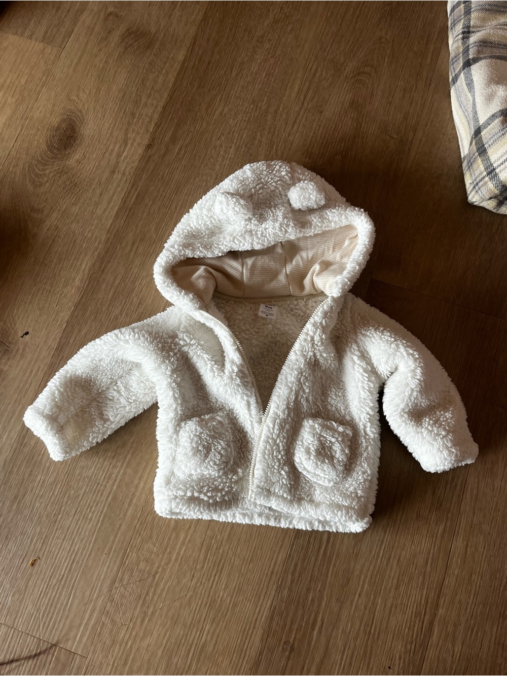 Cozy Sherpa Baby Jacket with Hood - Cream